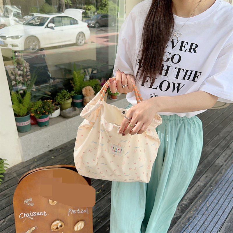 Gepäck Geprägte Cartoon-Canvas-Tasche für Damen, große Kapazität, Handhandtasche zum Einkaufen zur Arbeit, Pendeltasche_voghion.com