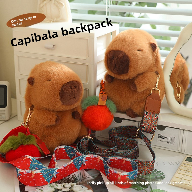 Capybara Crossbody Backpack, Capybara Ugly Cute Plush Toy, Doll ,children's Gift_voghion.com