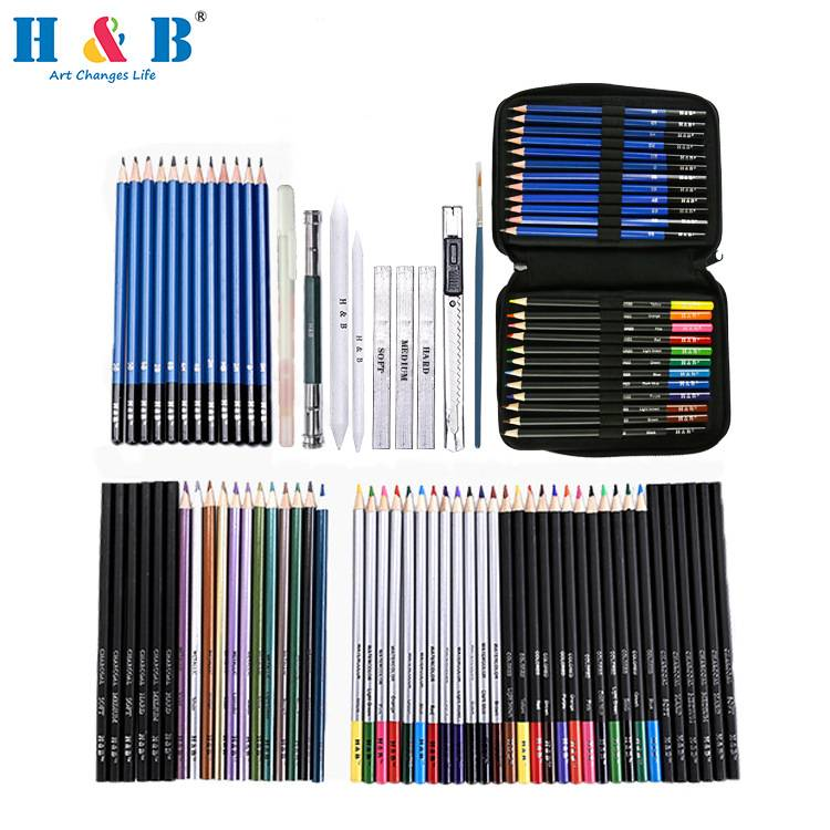 H&B 73-Piece Watercolor Pencil Set - Vibrant Colors, Smooth Blending, Premium Wooden Pencils For Artists, Sketching & Coloring_voghion.com