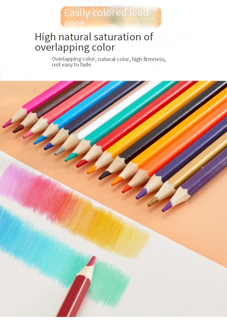 50-Color Bulk Oil-Based Colored Pencils 3.0mm Thick Core - 2B Softness For Sketching, Doodling & Art Studio Use - Premium Wooden Case_voghion.com