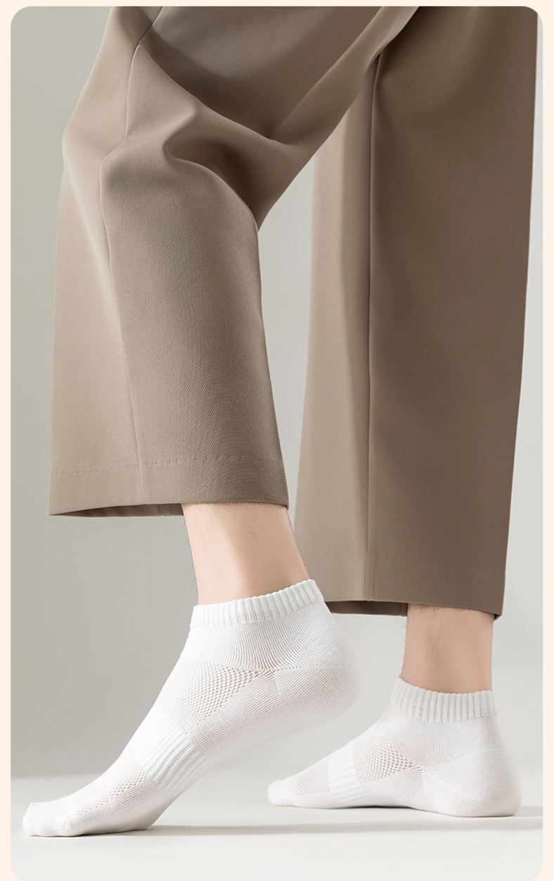 Men's Cotton Socks Spring And Summer Thin Sweat Absorbing Short Tube Mesh Antibacterial Deodorizing Cotton Socks Breathable Black Spring And Autumn_voghion.com
