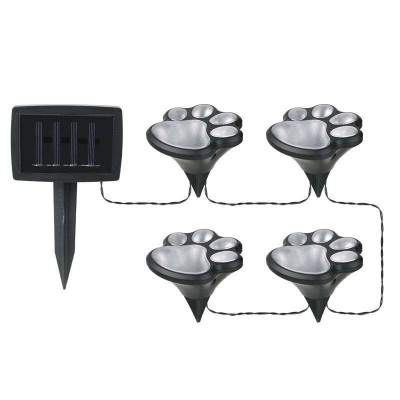 Lampy ogrodowe LED zasilane energią słoneczną w kształcie psich łap, 4 sztuki wodoodpornej dekoracji trawnika, oświetlenie ścieżek na patio, podwórka, chodnika_voghion.com