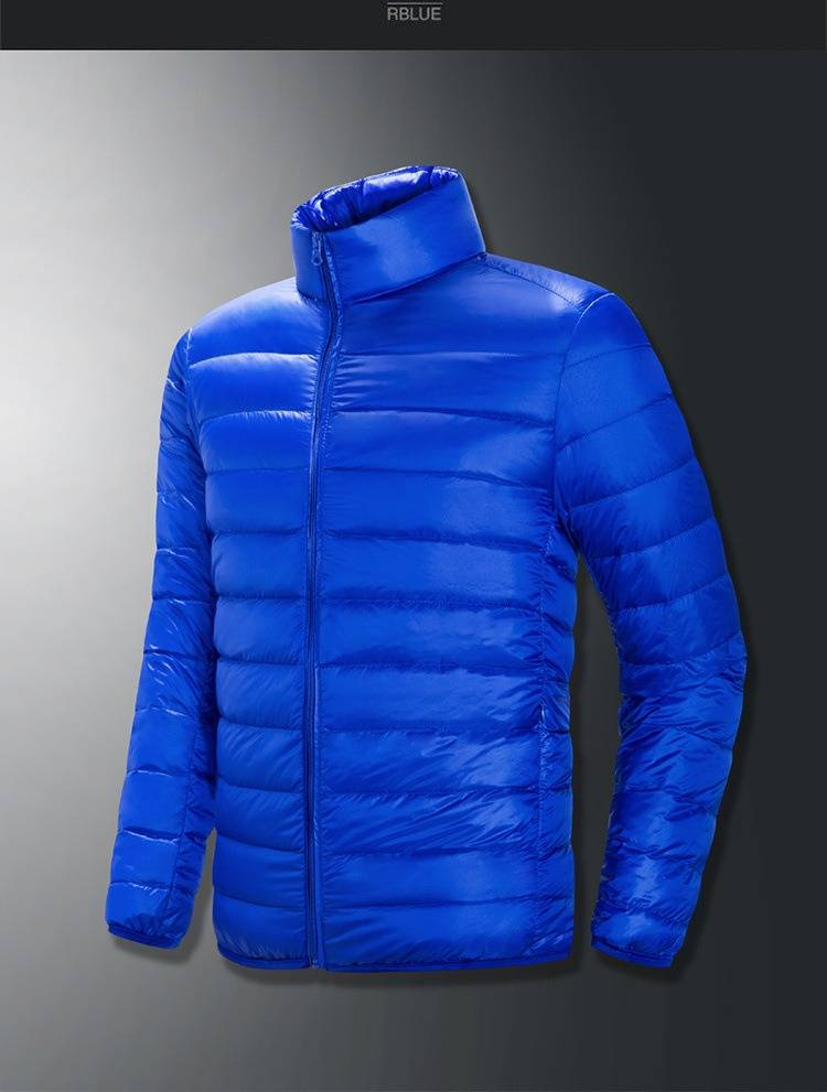 Men's Lightweight Stand Collar Down Jacket - 550fp White Duck Feather, Slim Fit Short Coat For Sports & Casual, Black/Navy/Red/Blue/Gray, M-6xl_voghion.com