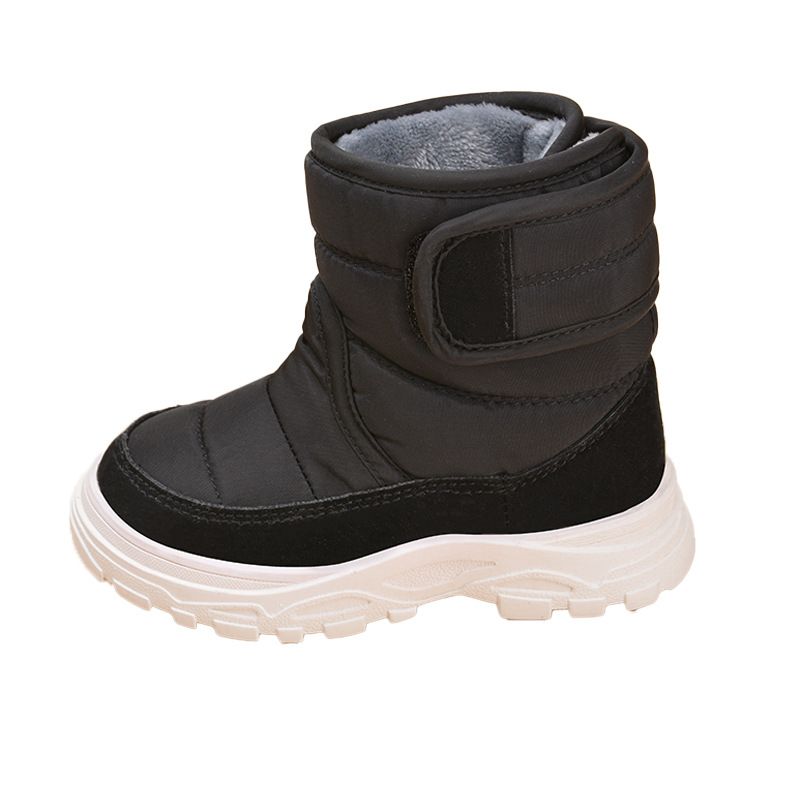Mother & Kids Snow Boots With Fleece Lining, Anti-Slip Rubber Sole, Water-Resistant Upper, Hook & Loop Closure - Unisex Toddler & Children Boots_voghion.com