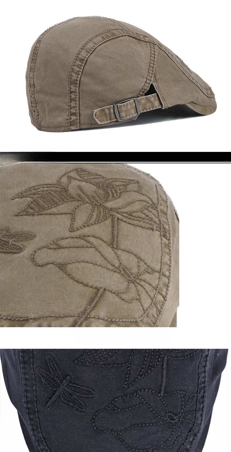 Britische Millennium Hot Lotus bestickte Frontmütze Vintage Sweet Cool Girl Beret für Damen_voghion.com