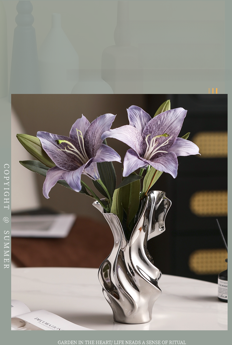 Creative Art Simulation Vase Ins Style High Aesthetic Living Room Flower Arranger Home Wine Cabinet Decoration Niche_voghion.com