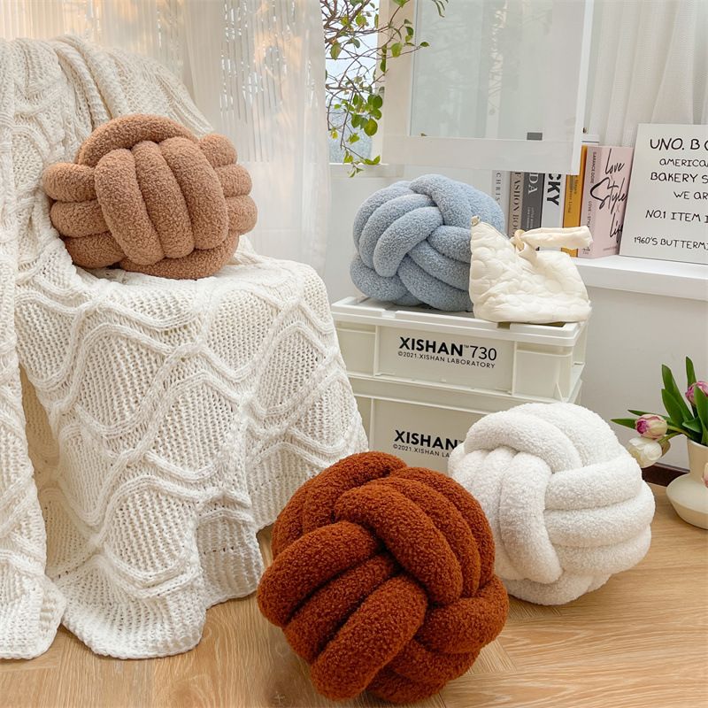 Cojín redondo de terciopelo de osito de peluche, hecho a mano, de seis colores opcional, para fotografía, cojín para sofá_voghion.com