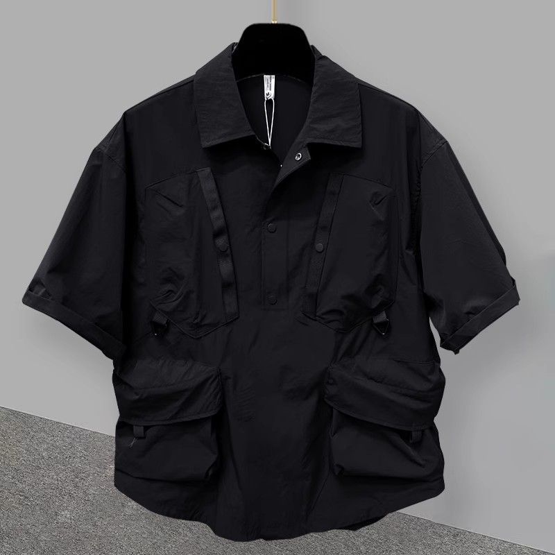 M-4XL Extra große Größe ist geeignet für 150 kg Gewicht Kurzarmfutter Herren Sommer Werkzeug Dreidimensionales Taschendesign Lose Halbarm Top_voghion.com