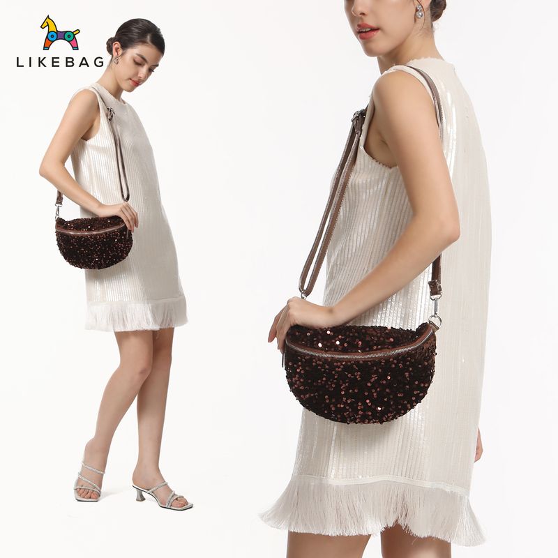 Women's Shoulder Bag, Chest Bag Waist Bag Fashionable Evening Style Sequin Bag Versatile Commuting Large Capacity Messenger Bag For Women_voghion.com