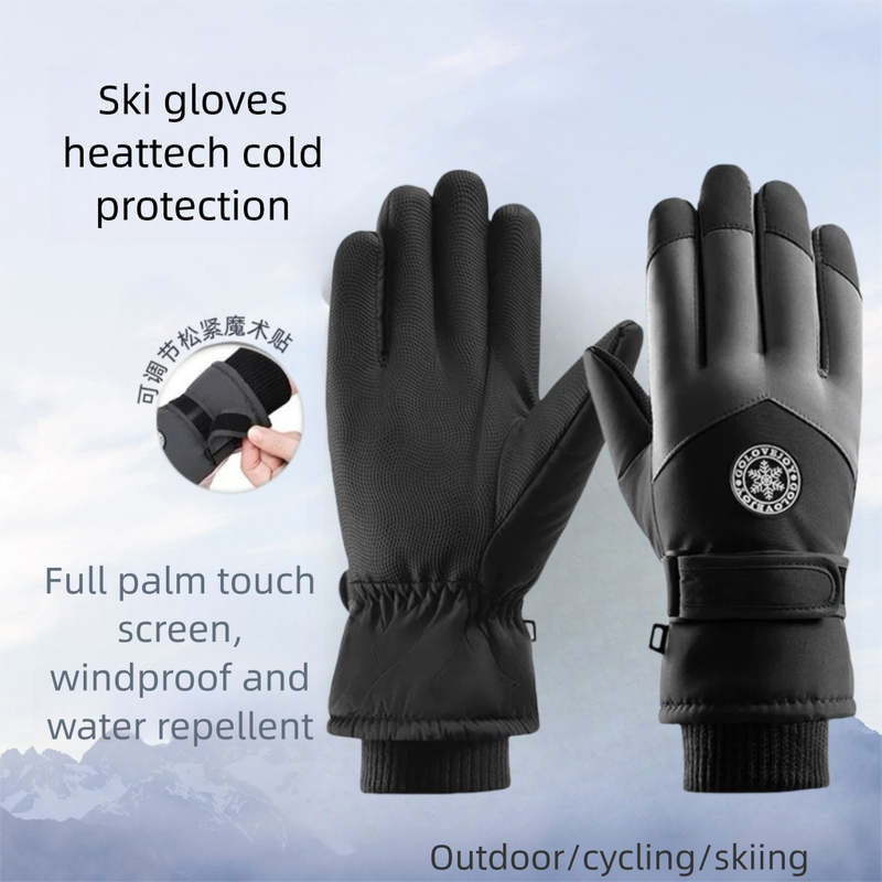 Luvas de ciclismo ao ar livre, à prova de vento, forradas com lã, quentes, resistentes à água e com tela sensível ao toque, para esqui, para homens e mulheres_voghion.com