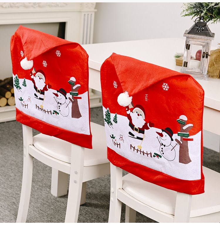 Decorazione natalizia Haube Coprisedia creativo in tessuto non tessuto con pupazzo di neve per anziani Coprisedia stampato rosso Coprisgabello_voghion.com
