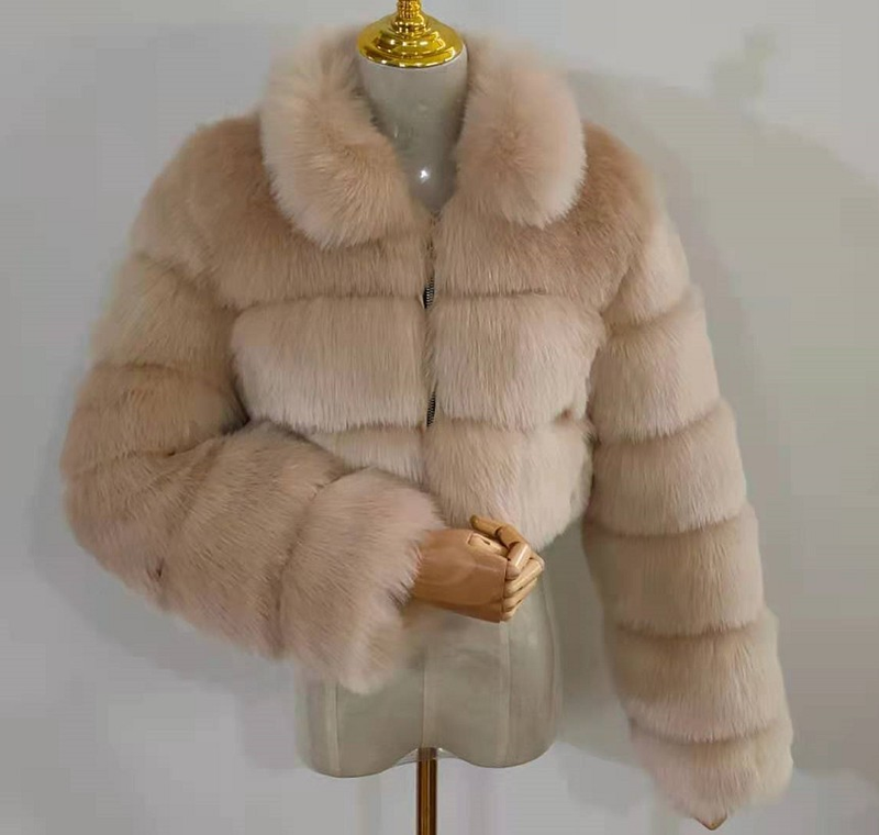 Cappotto in finta pelliccia da donna con pelliccia corta a maniche lunghe_voghion.com