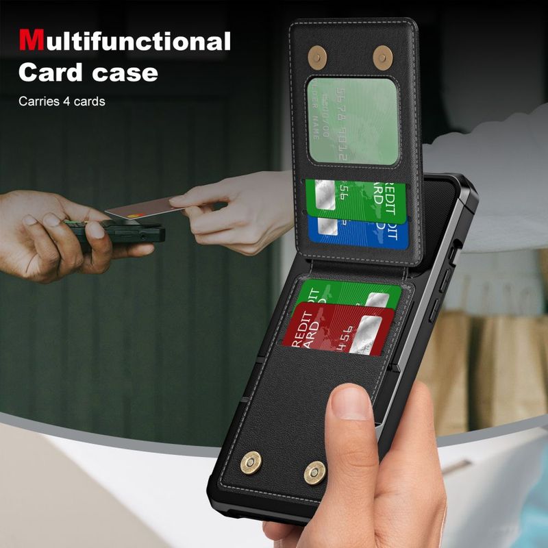Capa tipo carteira para iPhone 16 15 14 13 12 11 Pro Max Plus Couro Bolso para cartão Flip Capa macia à prova de choque Air-cushion Corner Shell_voghion.com