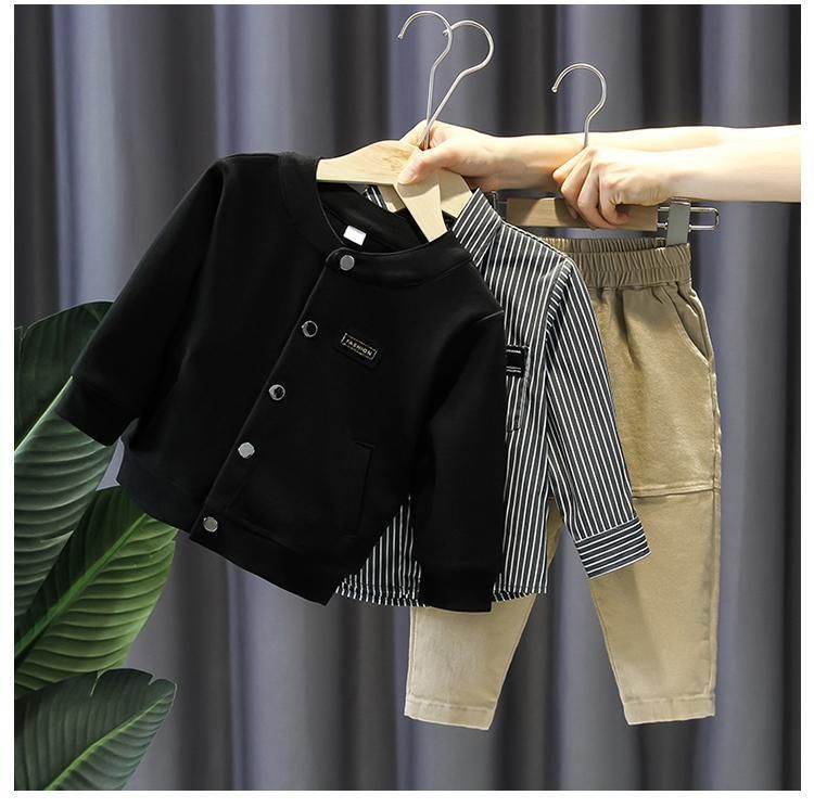 Mutter & Kind Kinder Frühlingskleidung Stilvolle Anzüge Alle Match Kinderkleidung Net Promi Jungen Straße Casual Dreiteiliger Anzug_voghion.com
