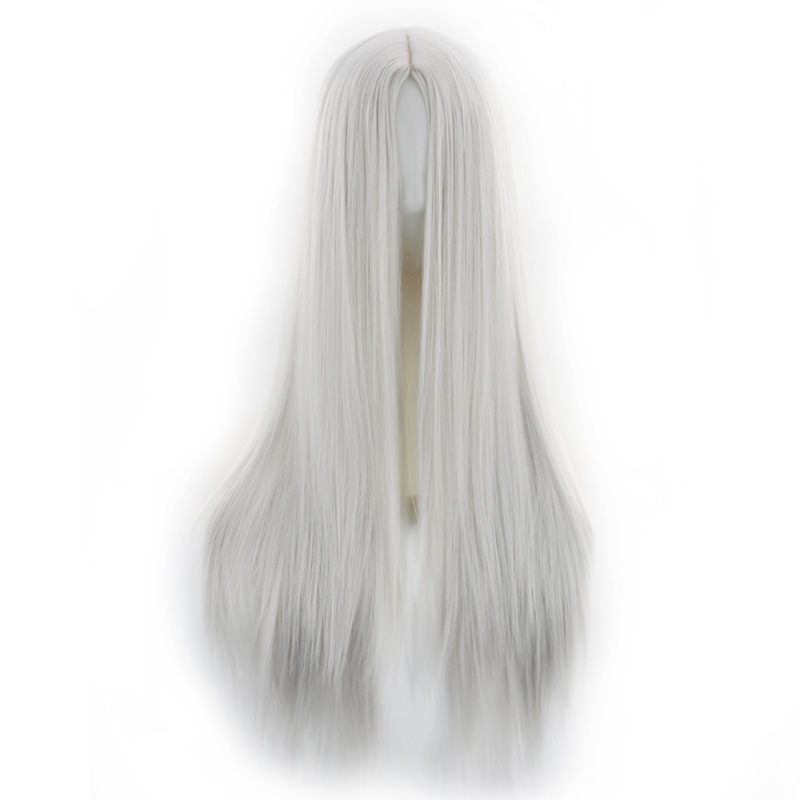 Wig with Split Bangs, Long Straight Hair Curtain, Facial Contouring, European and American Synthetic Fiber Mechanism Wig_voghion.com