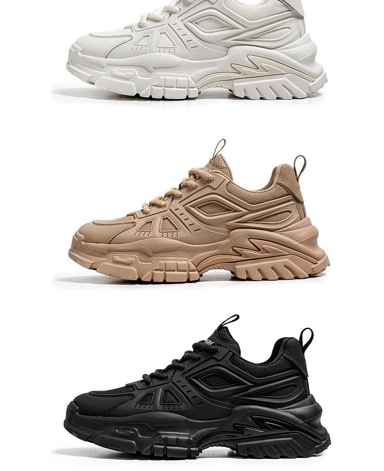 Men's Shoes 2025 Spring New Breathable Mesh Fashionable Casual Sports Shoes For Teenagers Low Top Thick Soled Dad Shoes_voghion.com