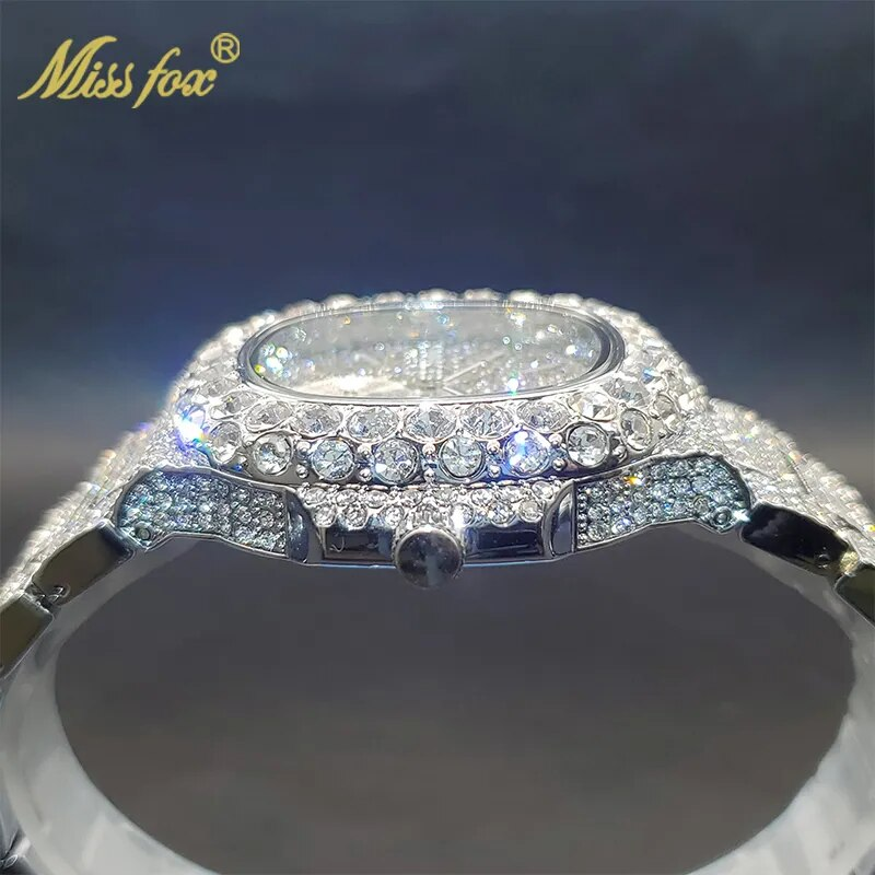 Pánské zlaté hodinky s ledovým diamantem, hip-hop, elegantní pánské quartzové hodinky s dvojitým ciferníkem, vodotěsné, letní_voghion.com