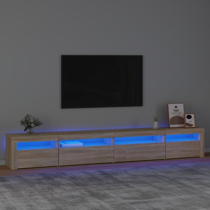 TV-Schrank mit LED-Leuchten Sonoma-Eiche 270x35x40 cm_voghion.com