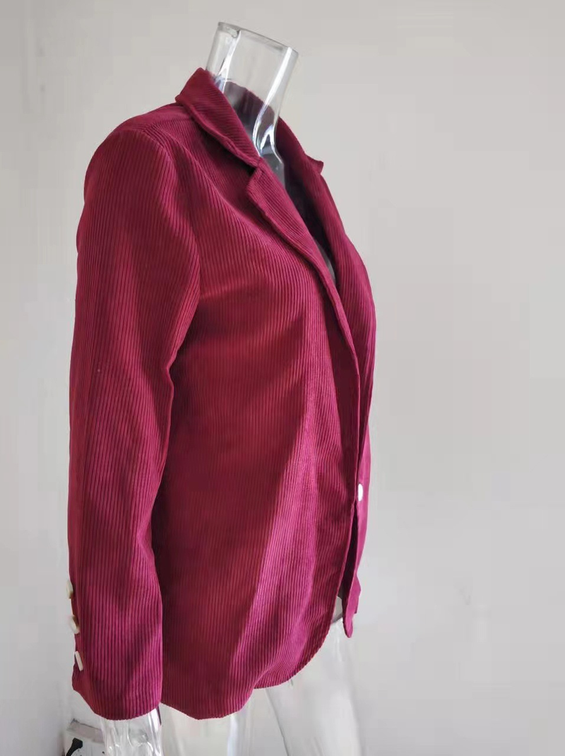 Giacca blazer in velluto a coste – vestibilità slim, revers a lancia, chiusura con un bottone, S/M/L/XL/2XL/3XL, nero/verde scuro/blu navy/grigio blu/bordeaux/marrone chiaro/caramello_voghion.com