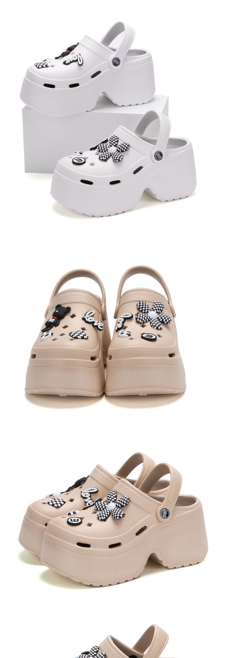 Women's Shoes Unisex Shoes Heightcrease 9CM Hole Shoes Outdoor Wear Cute Cartoon Diy Accessories Beach Garden Shoes Closed Toe Thick Bottom Slippers_voghion.com