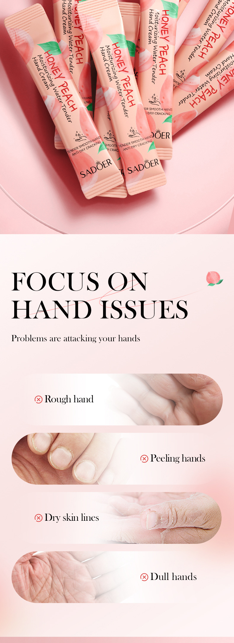 Autumn and Winter Hot Selling Hand Protection Frost Bar Set SADOER Peach and Grapefruit Moisturizing Hand Cream_voghion.com
