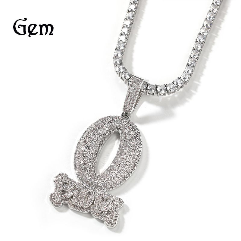 Collana con ciondolo a forma di lettera O BLOCK in zircone con diametro intero, stile Hip Hop, per uomo, alla moda e minimalista._voghion.com