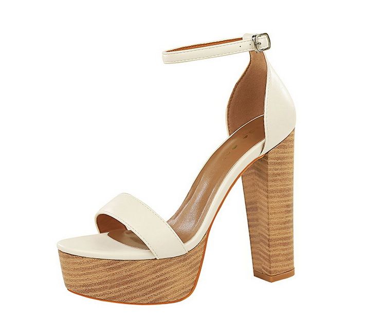 Women's Elegant Strappy Open-Toe High Heel Sandals With Chunky Heel & Platform Black Brown White Sizes 34-40 Super High Heel Waterproof Platform Shoes_voghion.com