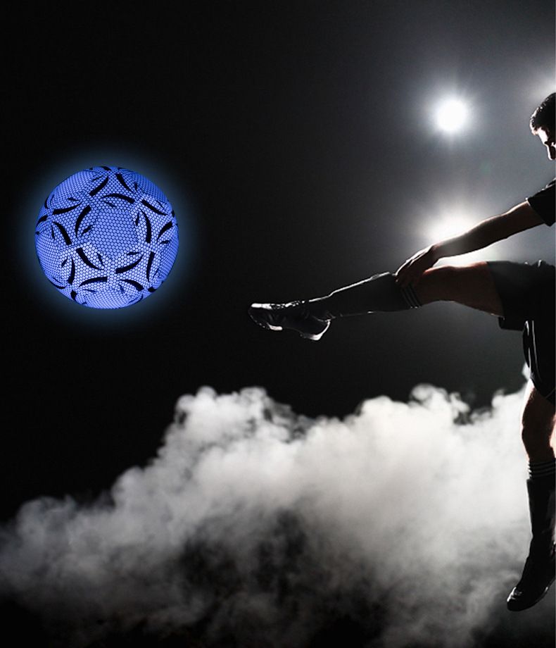 Balón de fútbol fluorescente azul de panal n.° 5 para entrenamiento de competición estudiantil, regalo luminoso que brilla en la oscuridad._voghion.com