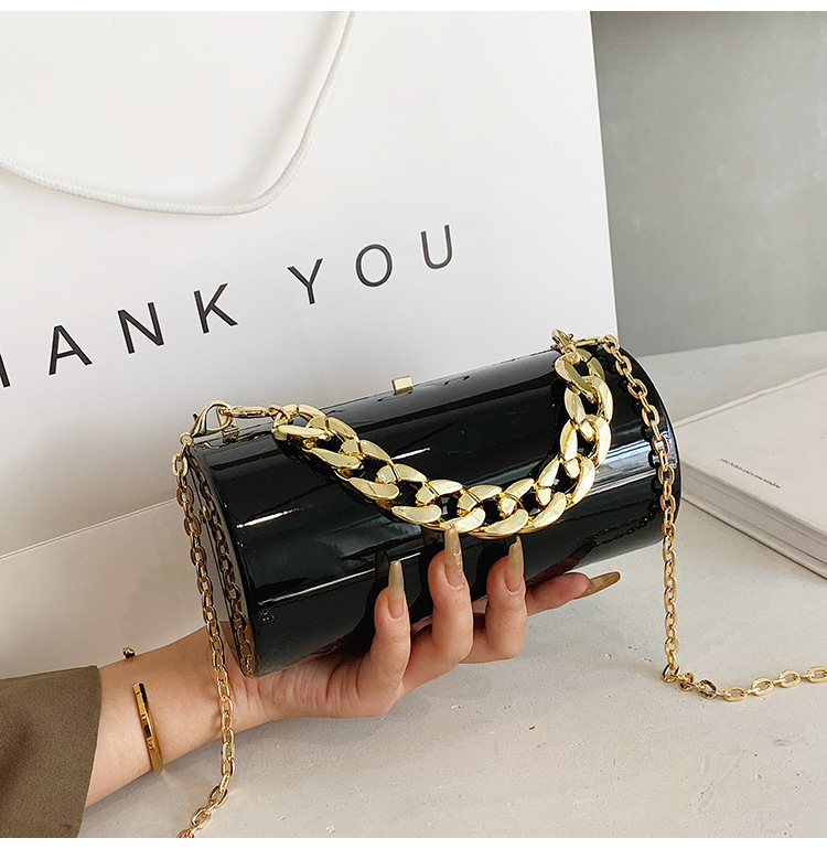 Fashionable acrylic mirror cydrical new chain mouth red candy color, temperament, dinner bag, crossbody box bag_voghion.com