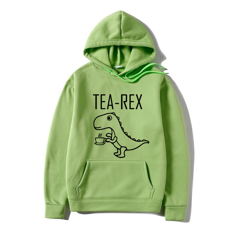Nuovo simpatico dinosauro che beve caffè Maglioni da uomo e da donna con cappuccio di tendenza di strada_voghion.com