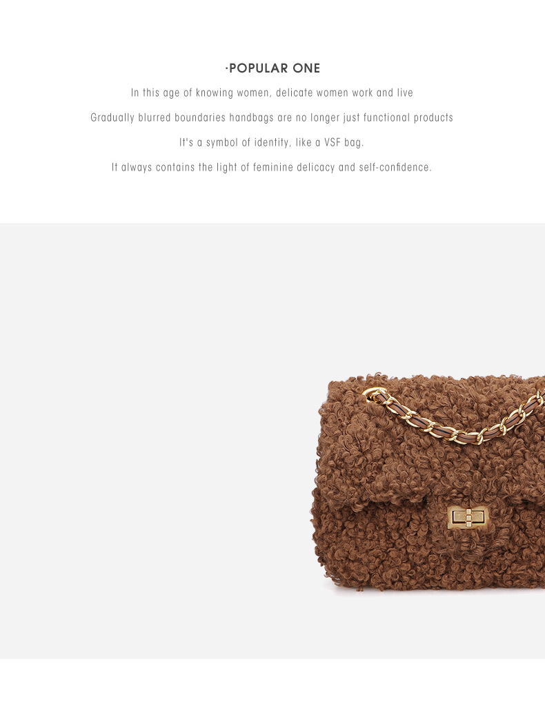 Borsa da donna nuova Maidu Borsa a tracolla in peluche nuova invernale Borsa da donna piccola in pelliccia profumata Tracolla a catena Borsa a tracolla singola in agnello_voghion.com