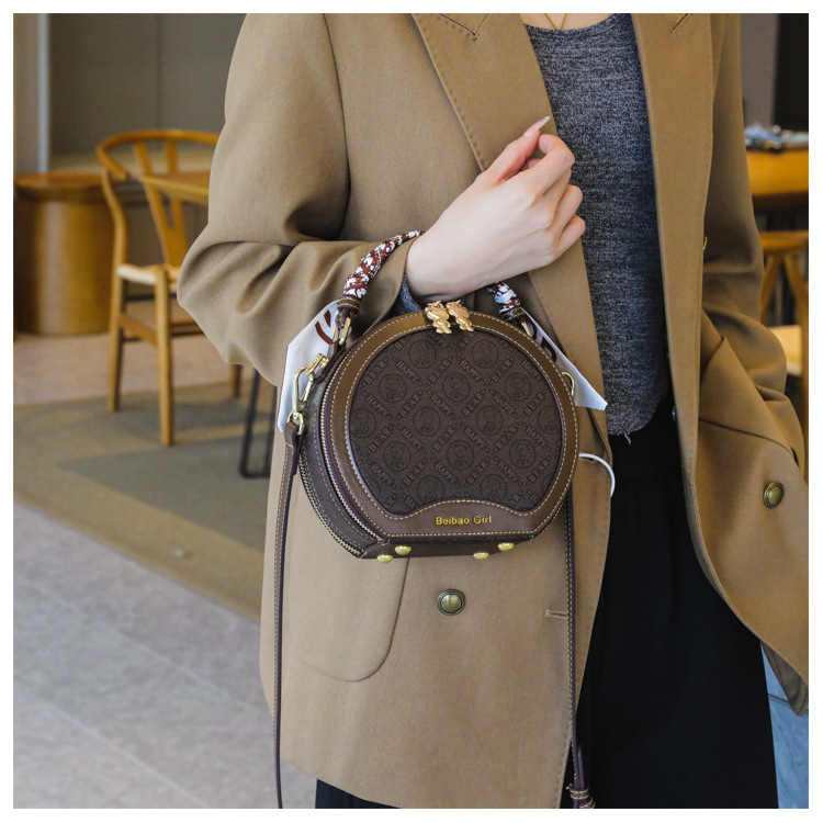 Borsa per torta rotonda Borsa a tracolla diagonale da donna piccola borsa rotonda Borsa moda autunno e inverno_voghion.com