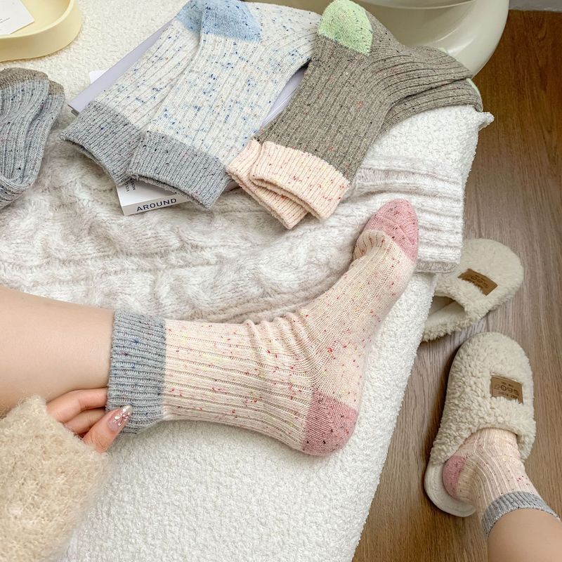 Damen-Wadensocken aus Mischgewebe, neue Thermosocken aus dicker Wolle für Herbst/Winter_voghion.com
