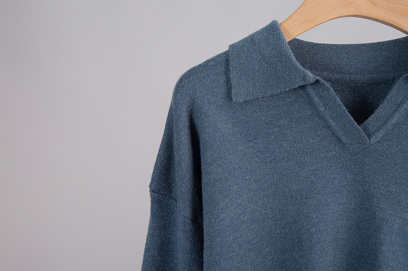 Abito lavorato a maglia Abito maglione autunnale e invernale Completo da due pezzi pullover lavorato a maglia con colletto polo e pantaloni a gamba larga_voghion.com