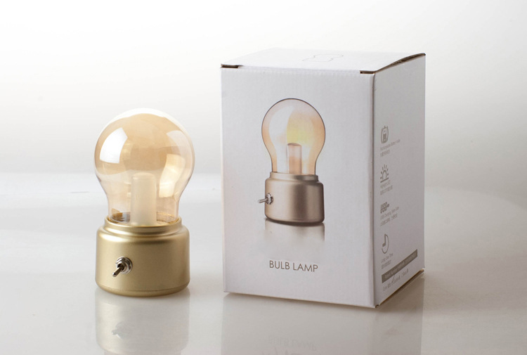 Retro akumulatorowa żarówka lampka nocna kreatywna lampka nocna ochrona oczu dekoracja sypialni oświetlenie ledowe kawiarnia_voghion.com