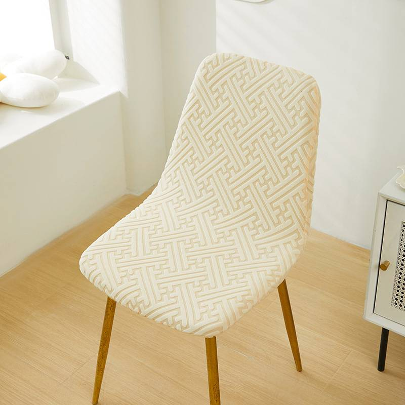Stuhlbezug mit kurzer Rückenlehne, gebürsteter Jacquard-Stühle mit gebogener Rückenlehne, moderne, schlichte Rückenlehne, universeller, elastischer Vollbezug für Hocker_voghion.com