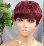 Pixie-Kurzhaar-Bob, maschinengefertigte Vollperücke, 100 % Echthaar_voghion.com