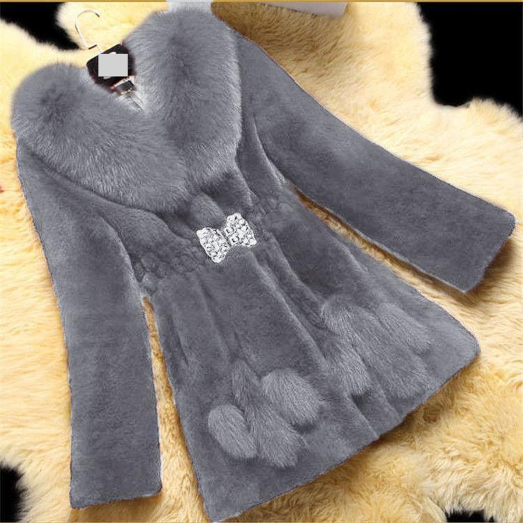 Women's Clothing Autumn and winter fur coat for women medium and long fox fur collar mink fur coat for outerwear_voghion.com