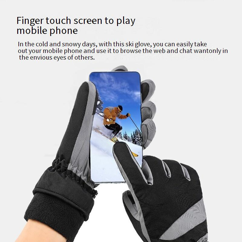 Guantes cálidos de invierno unisex Guantes de ciclismo deportivos para exteriores para hombres y mujeres Guantes de esquí gruesos con dedos curvos y pantalla táctil impermeables para ciclismo_voghion.com
