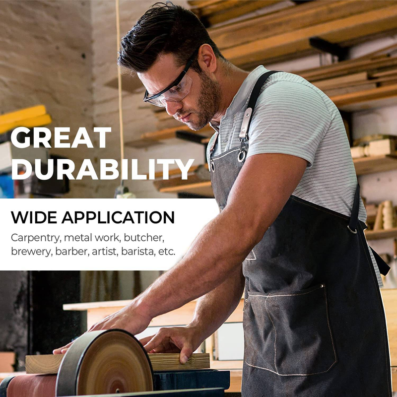 Chef, BBQ and Work Apron, 100% Cotton Canvas Large Apron with Pockets Grill and Cook - Adjustable Back Straps For Men, Women_voghion.com