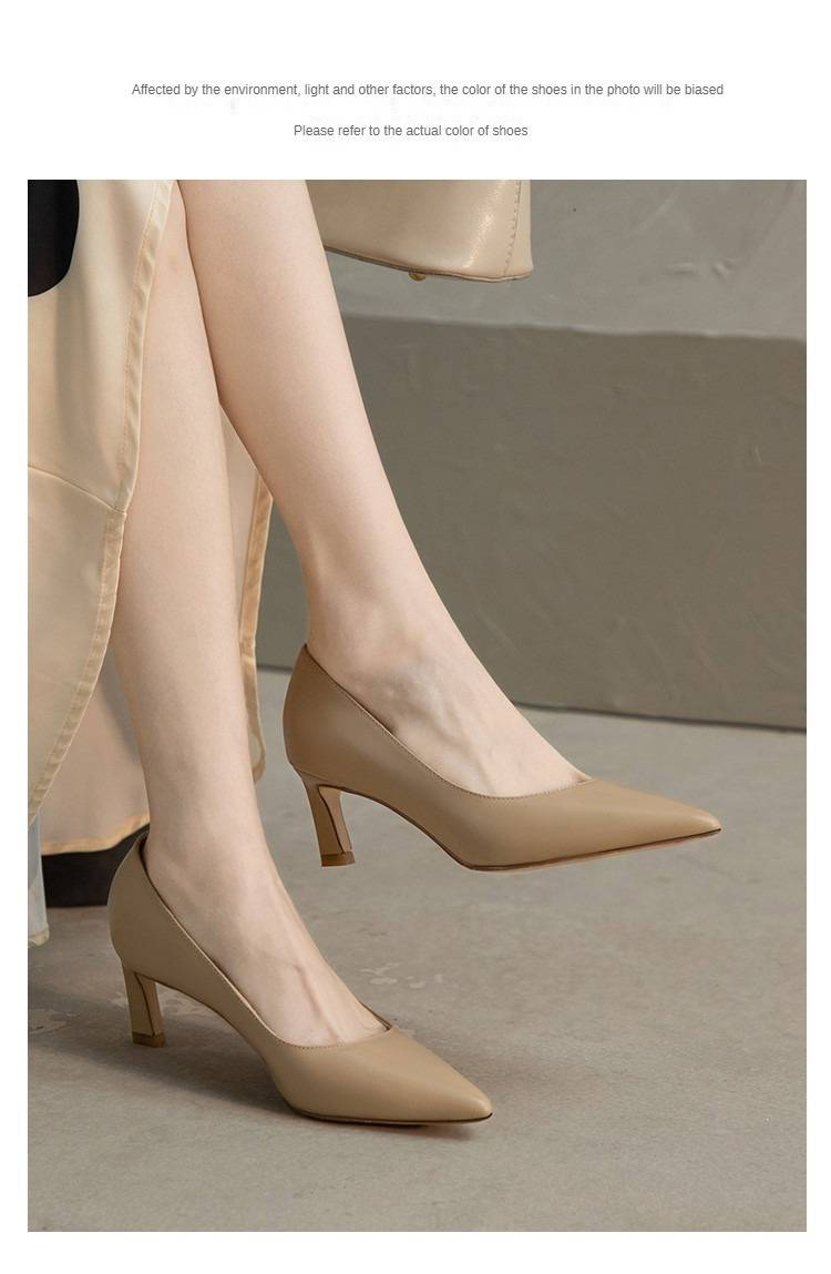 Cameido Damen-Einzelschuhe mit flacher Öffnung, elegante High Heels mit spitzer Spitze und dünnem Absatz, einfarbige Pendler-Arbeitsschuhe._voghion.com