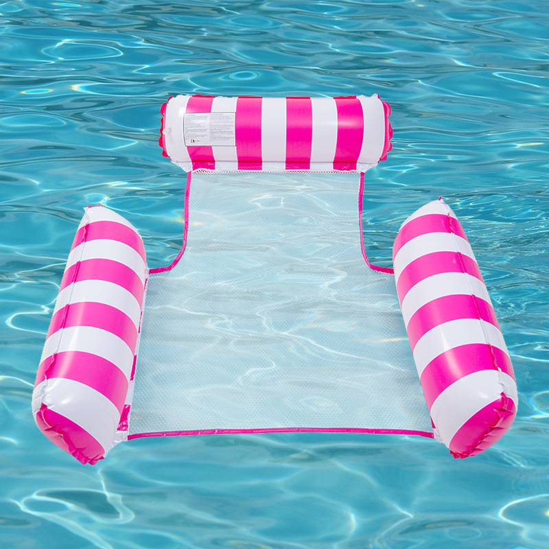Esteira flutuante inflável de 3 tubos com encosto de malha dobrável, boia de piscina para adultos, jangada resistente para piscina de praia e lago_voghion.com