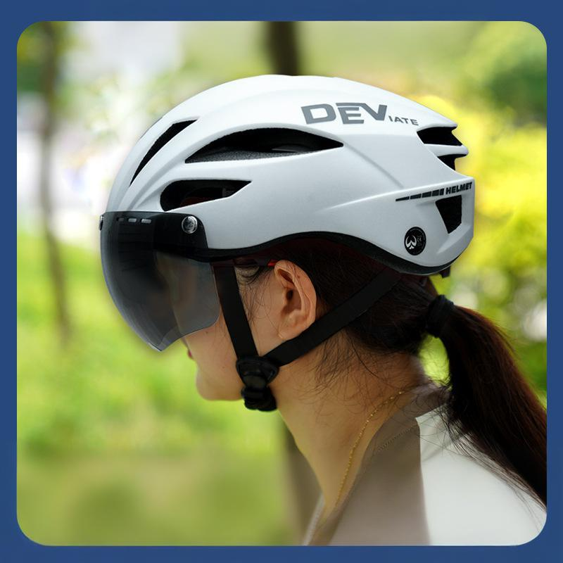 Matter einteiliger Fahrradhelm mit magnetischem Visier, Fahrradhelm für den Stadtverkehr, leicht, kratzfest, ultraklare Linse_voghion.com