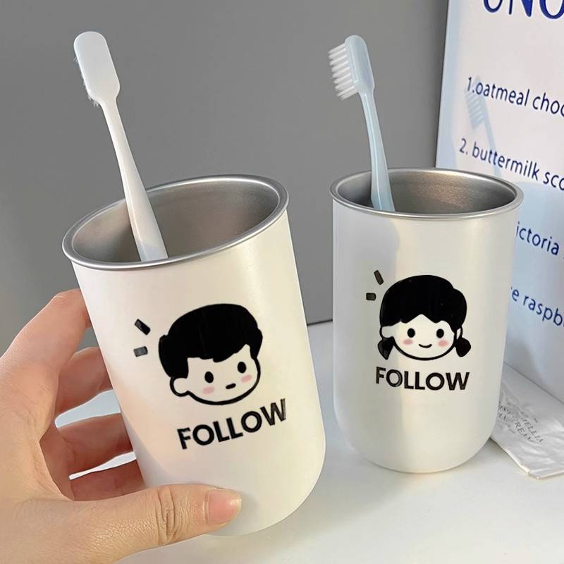 Male And Female Couple's Mouthwash Cup With High Aesthetic Value, Simple Cartoon Toothbrush Cup, Anti Drop Dental Jar, Dental Cup, Toothbrush Cup_voghion.com