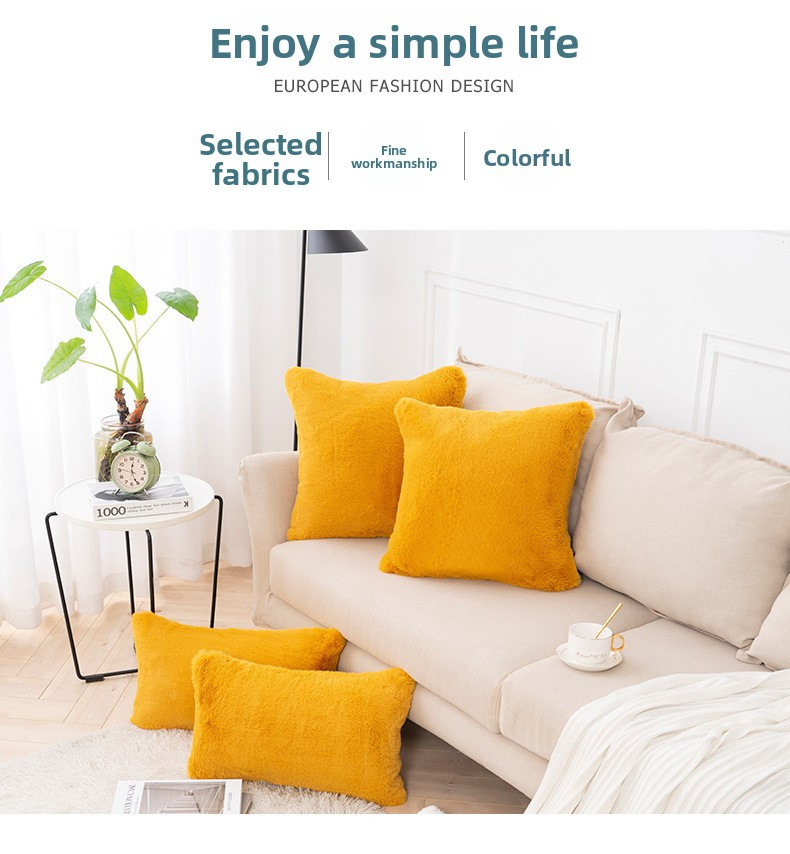 Kaninchenfellkissen – Ultraweicher dekorativer Kissenbezug mit Einsatz, modernes minimalistisches Design für Sofa und Bett (30 x 50 cm / 45 x 45 cm, 9 Farben)_voghion.com