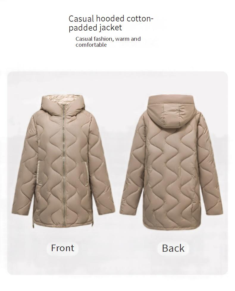 Langer, gesteppter Puffermantel für Damen, leichte Winterjacke mit Kapuze, modische, übergroße, lässige Oberbekleidung_voghion.com