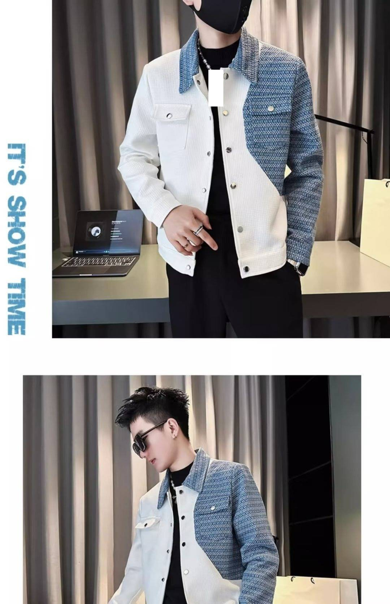 Men's Stylish Faux Leather Bomber Jacket - Trendy Oversized Zip-Up Coat With Stand Collar, Casual Streetwear For Autumn & Spring (Black/White)_voghion.com