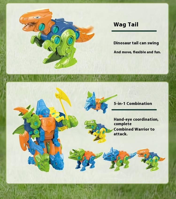 5-in-1 DIY Dinosaur Egg Toy Set – Screw-Together Transformable Robot, Animals & Insects – STEM Building Kit For Kids Ages 3-6_voghion.com