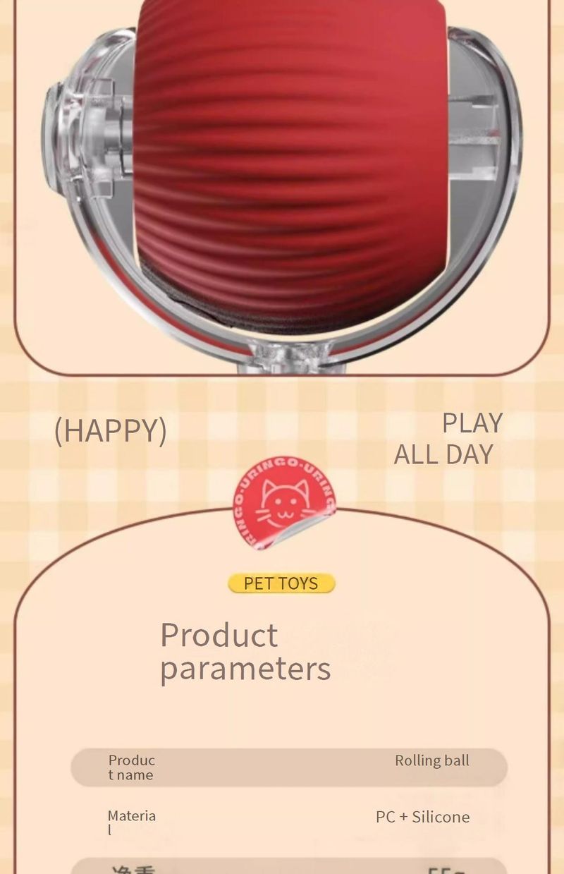 Interactieve kattenspeelbal met touw - Zelfvermaak, duurzaam, kauwbestendig ontwerp, automatisch rollend voor speelse katten (verschillende kleuren en stijlen)_voghion.com