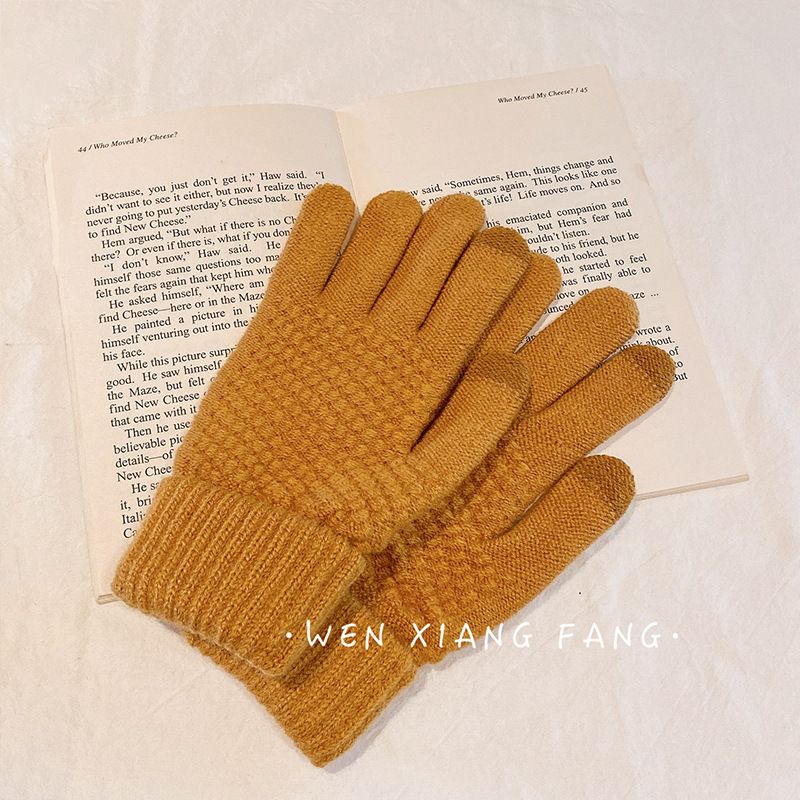 Women's Winter Knit Touchscreen Gloves, Thick & Warm Fleece Lined, Windproof For Riding, Cycling & Daily Use Touch Screen Female_voghion.com